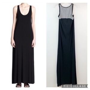 Vince sleeveless tank style jersey knit maxi dress, chambray block back (flaws)
